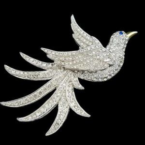 Authentic Art Deco Pave’ Rhinestone Bird Brooch